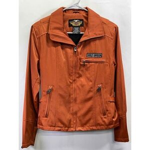 Harley Davidson Womens Cotton/Nylon Orange Motorcycle Jacket Extra Small